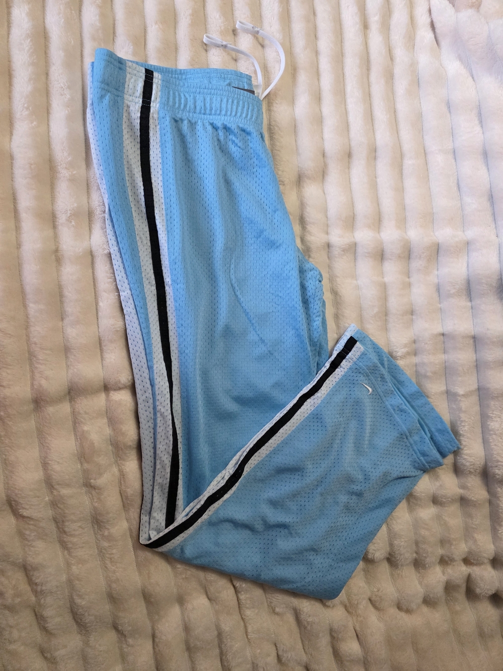 Nike Light Blue Mesh Athletic Shorts with White Drawstring